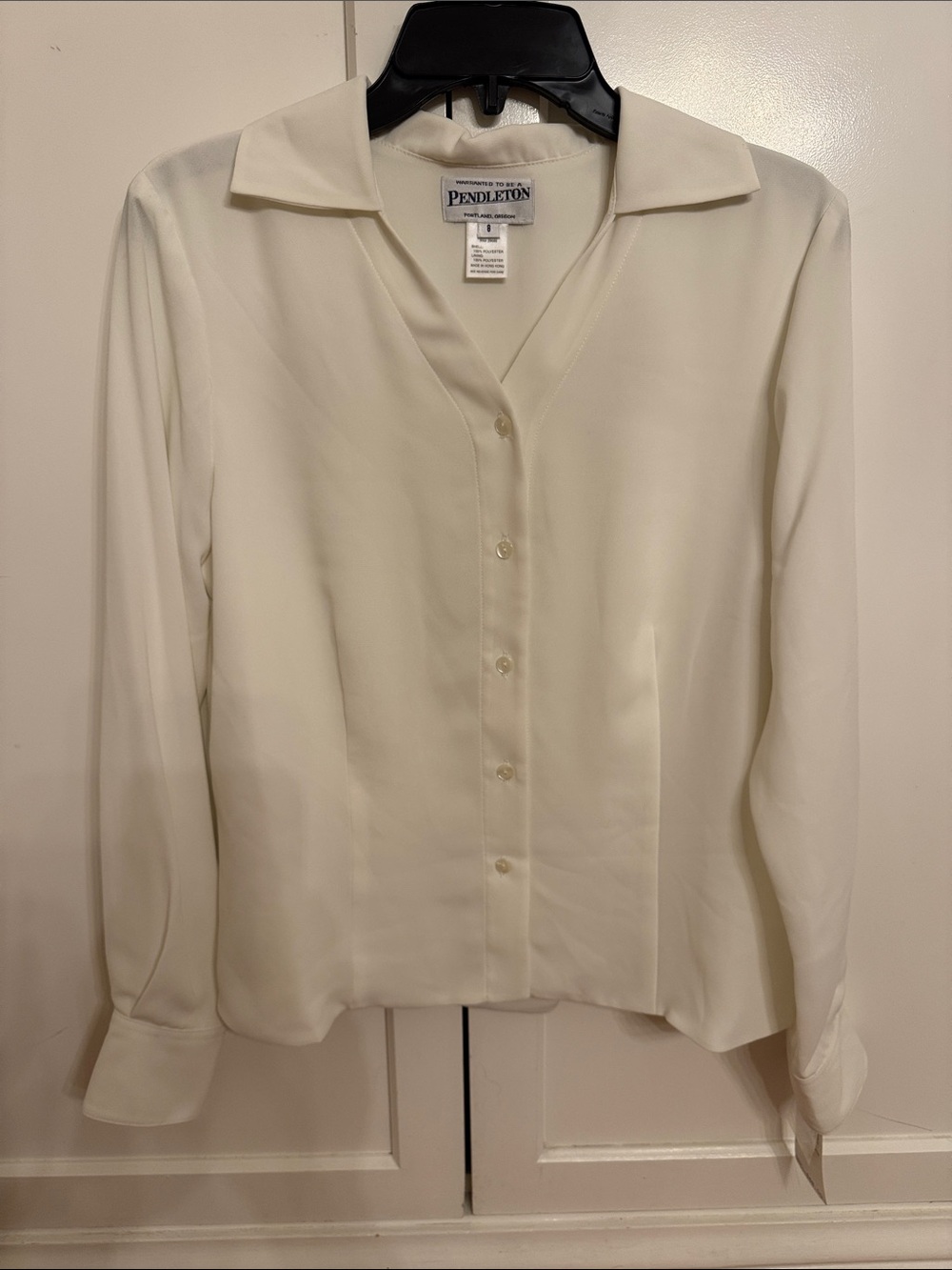Pendleton Ivory Button-Front Long Sleeve Blouse